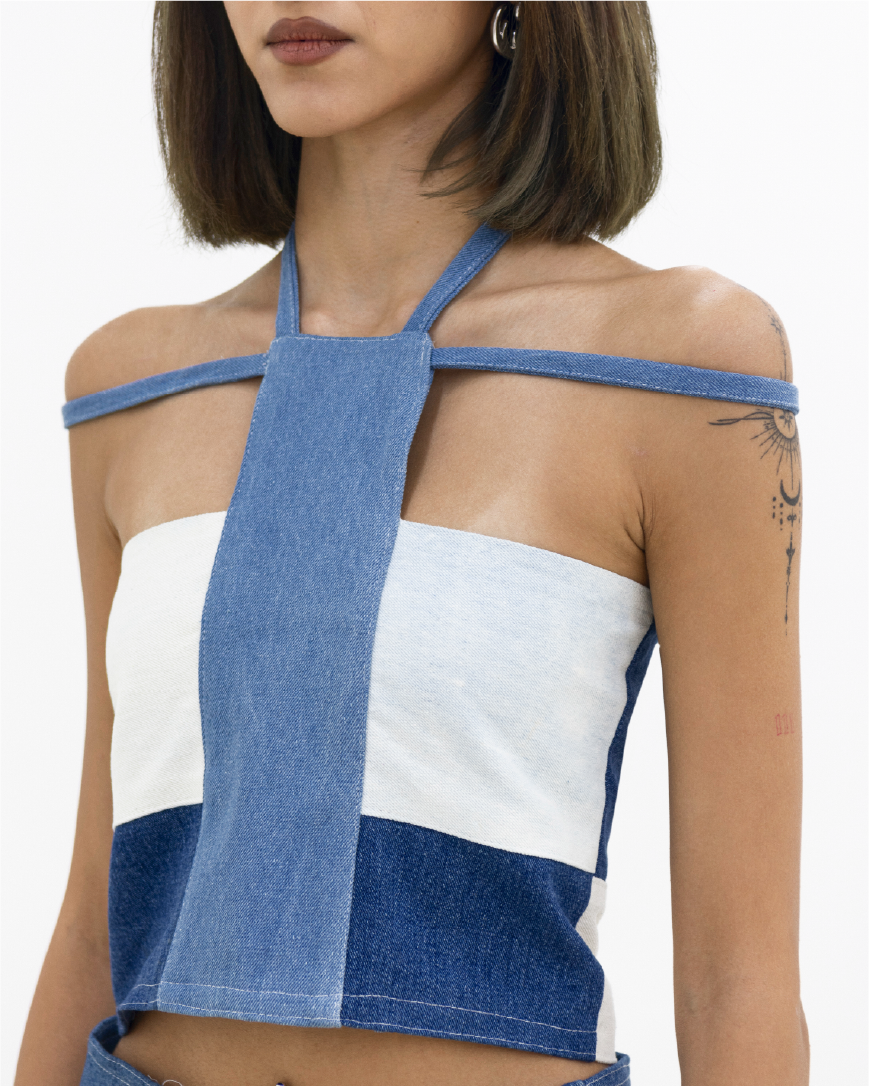 Denim Fusion Top